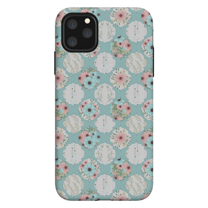 iPhone 11 Pro Max StrongFit BLUE FLORAL PATCHWORK  by MALLIKA
