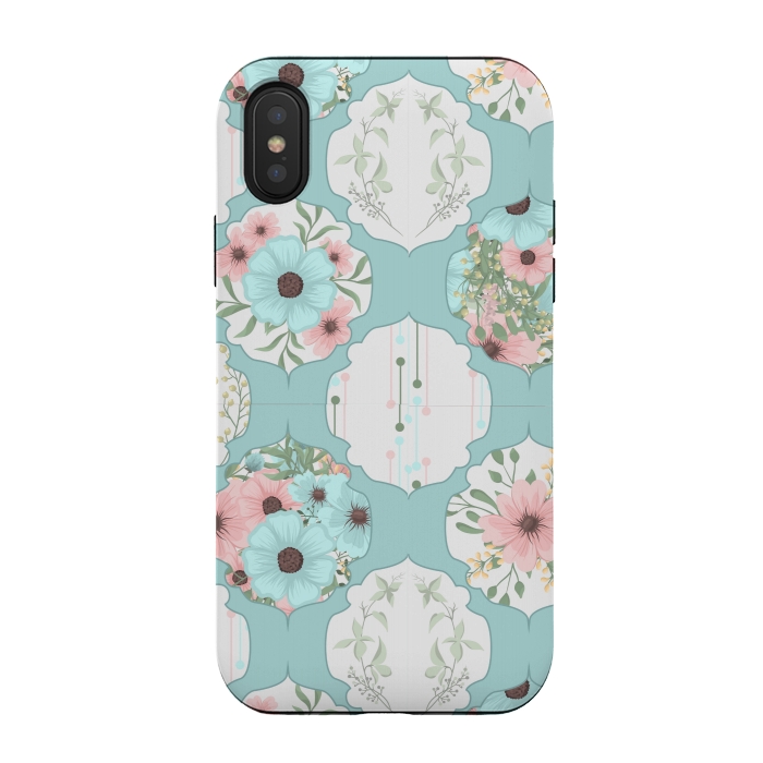 iPhone Xs / X StrongFit BLUE FLORAL PATCHWORK  by MALLIKA