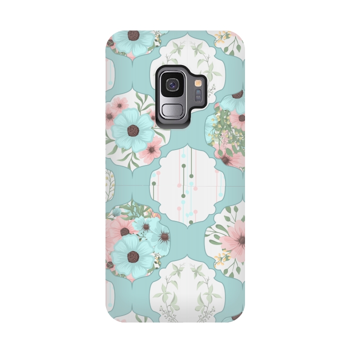 Galaxy S9 StrongFit BLUE FLORAL PATCHWORK  by MALLIKA