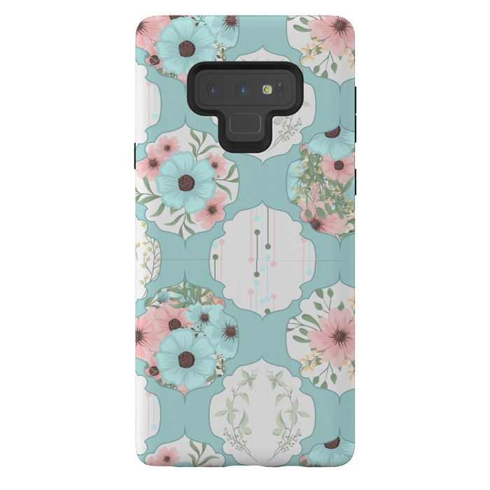 Galaxy Note 9 StrongFit BLUE FLORAL PATCHWORK  by MALLIKA