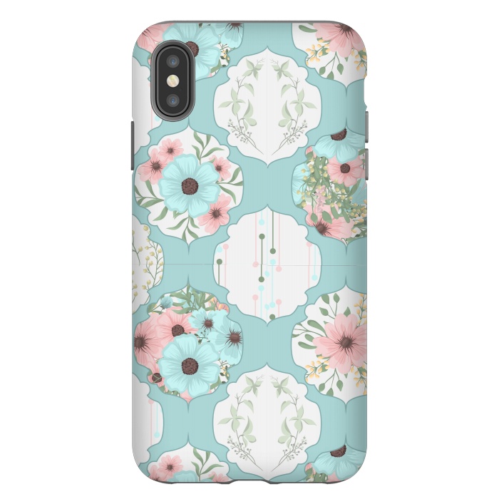 iPhone Xs Max StrongFit BLUE FLORAL PATCHWORK  by MALLIKA