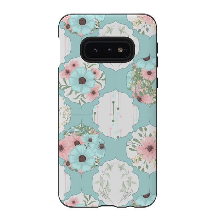 Galaxy S10e StrongFit BLUE FLORAL PATCHWORK  by MALLIKA
