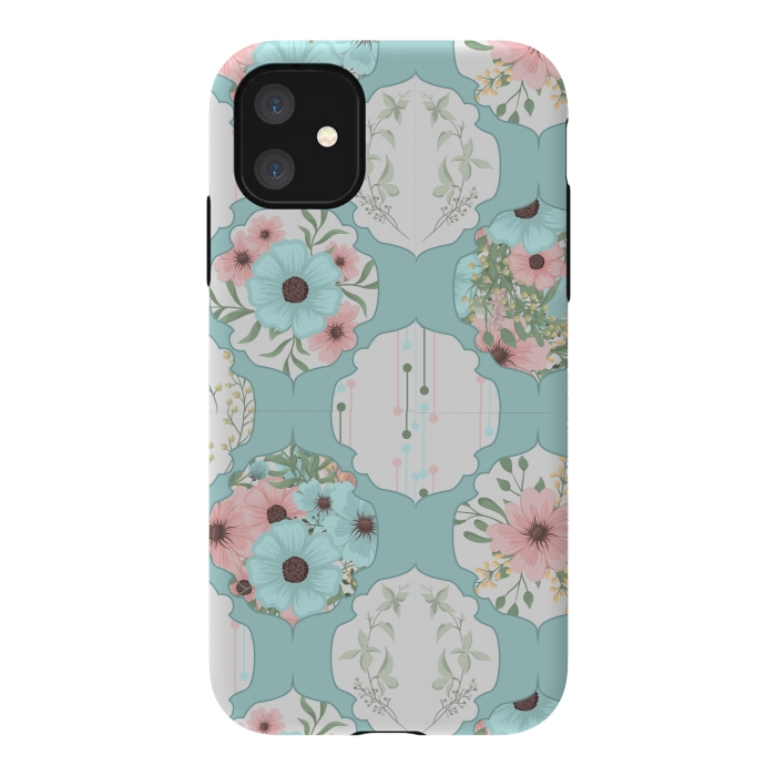 iPhone 11 StrongFit BLUE FLORAL PATCHWORK  by MALLIKA