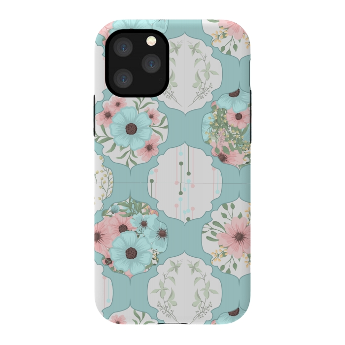 iPhone 11 Pro StrongFit BLUE FLORAL PATCHWORK  by MALLIKA