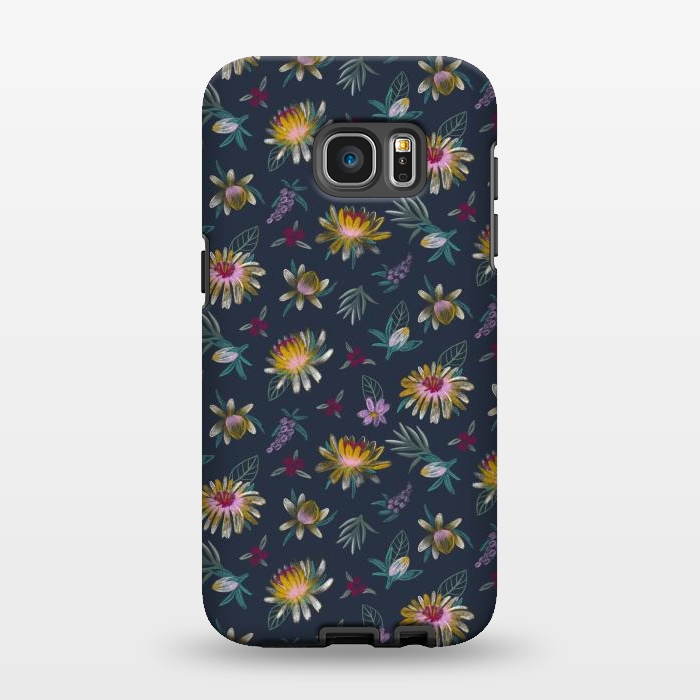 Galaxy S7 EDGE StrongFit Blue Floral by Tishya Oedit