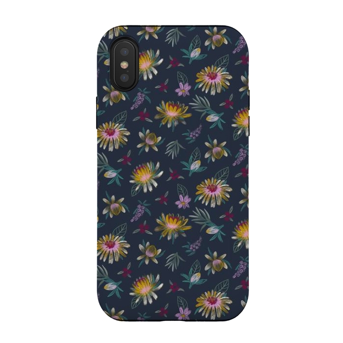 iPhone Xs / X StrongFit Blue Floral by Tishya Oedit