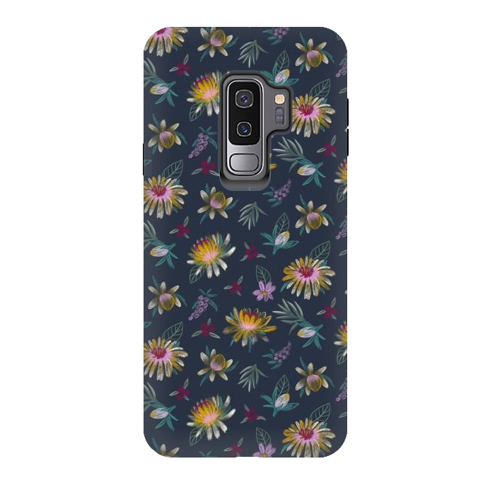 Galaxy S9 plus StrongFit Blue Floral by Tishya Oedit