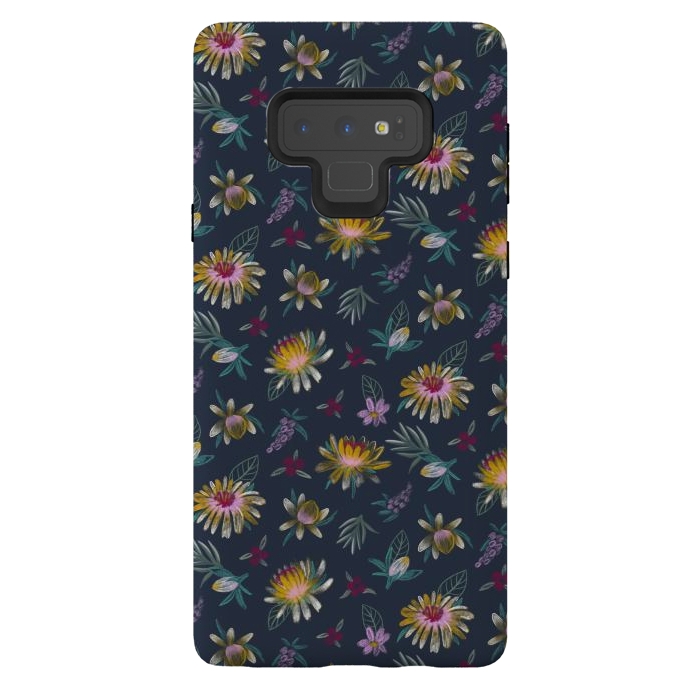 Galaxy Note 9 StrongFit Blue Floral by Tishya Oedit