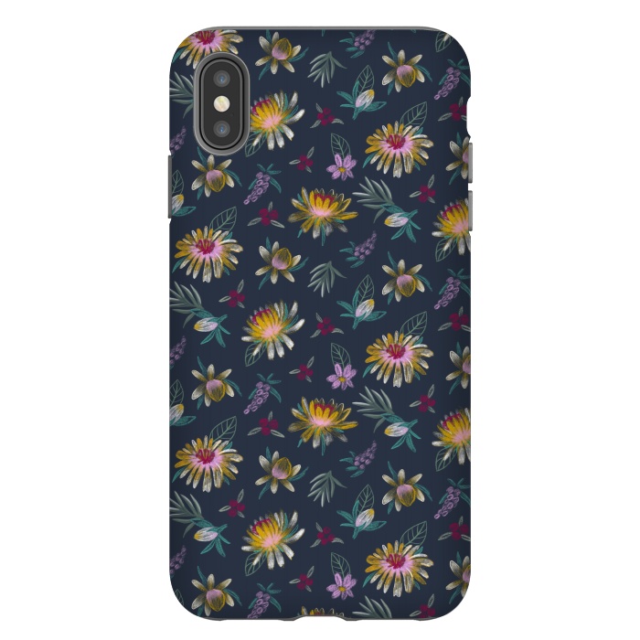 iPhone Xs Max StrongFit Blue Floral by Tishya Oedit