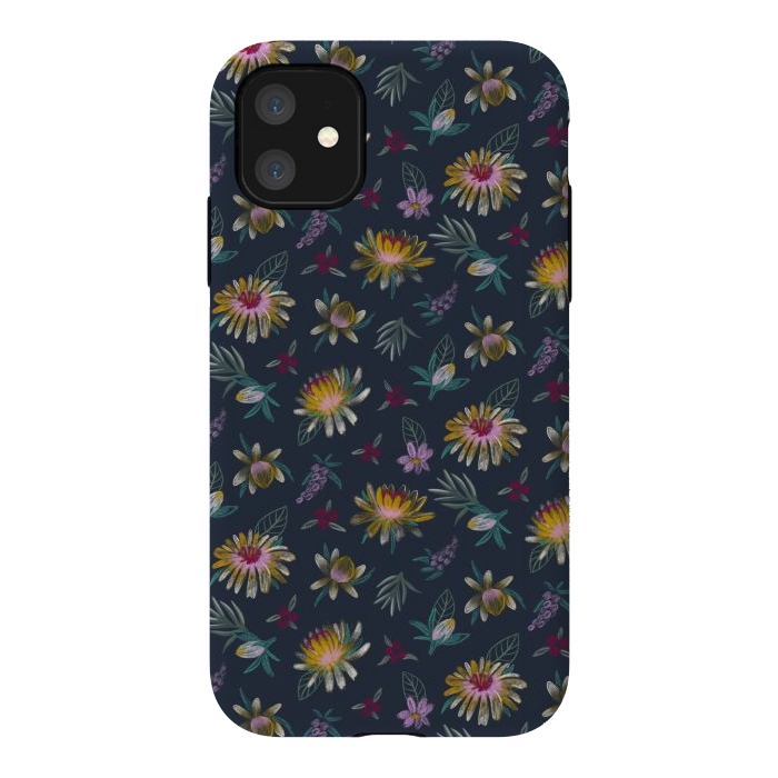 iPhone 11 StrongFit Blue Floral by Tishya Oedit
