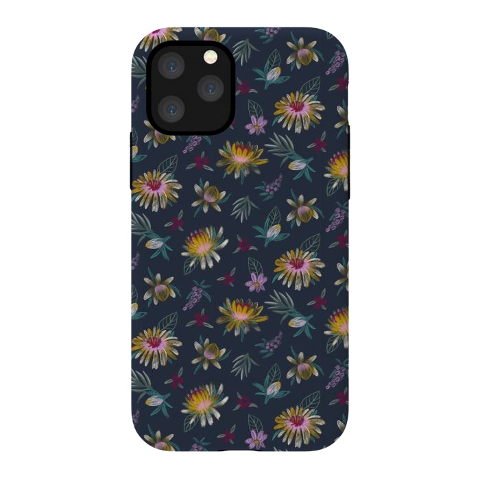iPhone 11 Pro StrongFit Blue Floral by Tishya Oedit