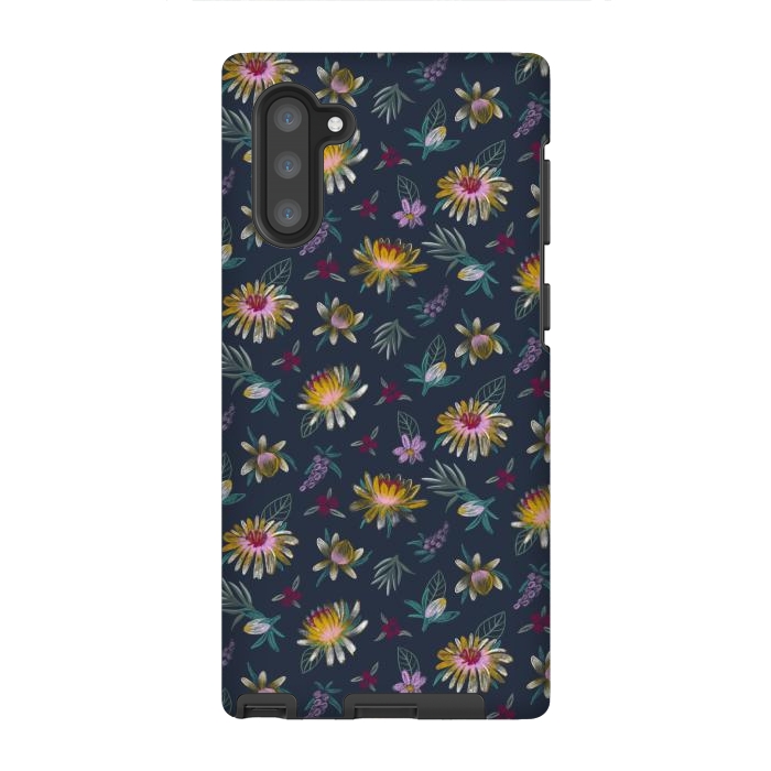 Galaxy Note 10 StrongFit Blue Floral by Tishya Oedit