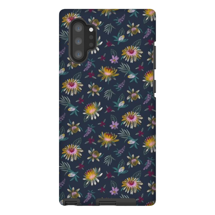 Galaxy Note 10 plus StrongFit Blue Floral by Tishya Oedit