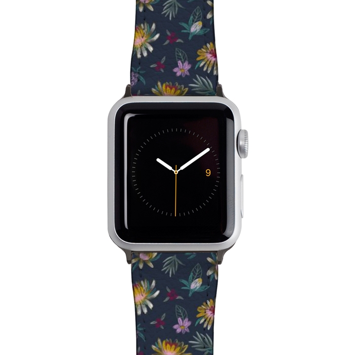 Watch 42mm / 44mm Strap PU leather Blue Floral by Tishya Oedit