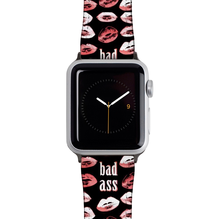 Watch 38mm / 40mm Strap PU leather Badass lipstick kisses quote design by Oana 
