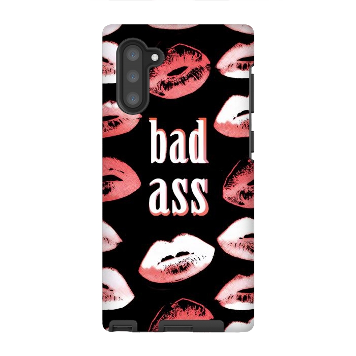 Galaxy Note 10 StrongFit Badass lipstick kisses quote design by Oana 