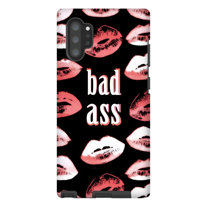 Galaxy Note 10 plus StrongFit Badass lipstick kisses quote design by Oana 