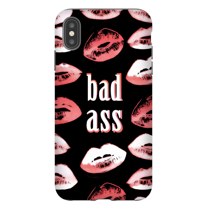 iPhone Xs Max StrongFit Badass lipstick kisses quote design by Oana 