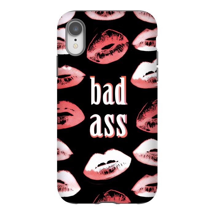 iPhone Xr StrongFit Badass lipstick kisses quote design by Oana 