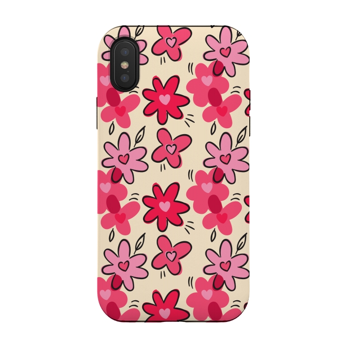 iPhone Xs / X StrongFit FLORAL HEART PATTERN by MALLIKA