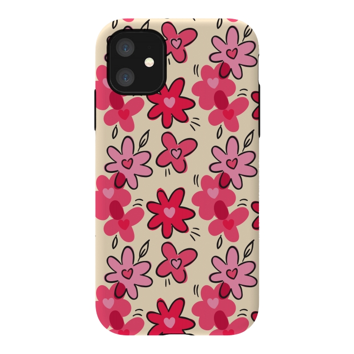 iPhone 11 StrongFit FLORAL HEART PATTERN by MALLIKA