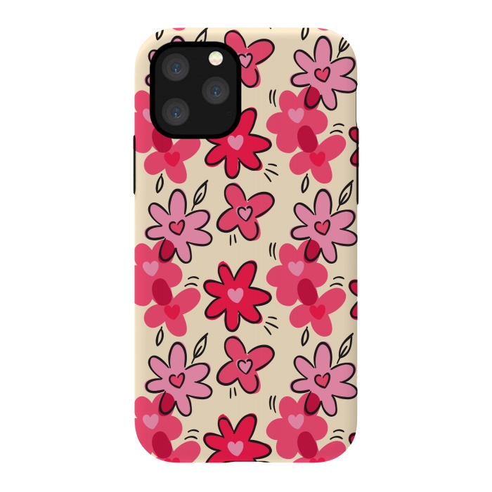 iPhone 11 Pro StrongFit FLORAL HEART PATTERN by MALLIKA