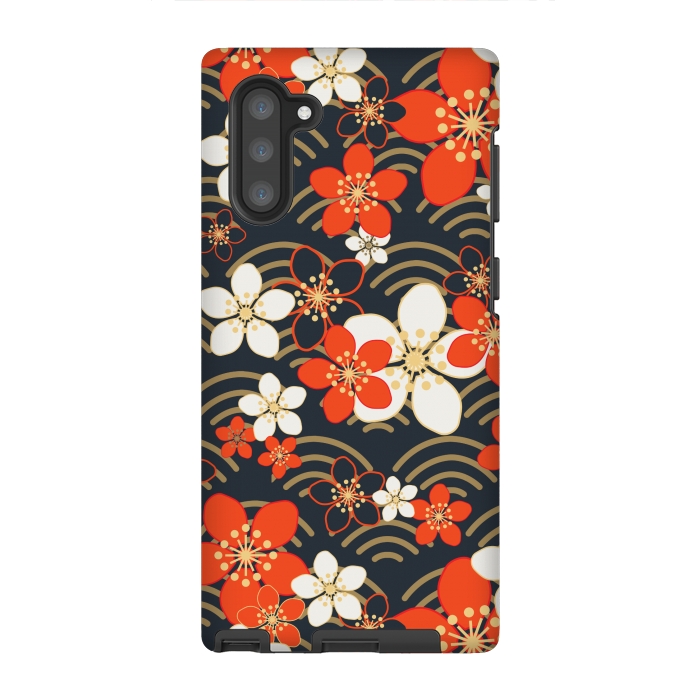 Galaxy Note 10 StrongFit white floral ethnic pattern 2  by MALLIKA