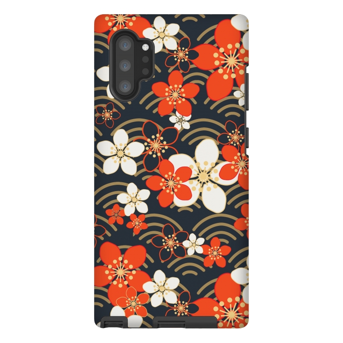 Galaxy Note 10 plus StrongFit white floral ethnic pattern 2  by MALLIKA