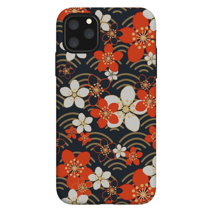 iPhone 11 Pro Max StrongFit white floral ethnic pattern 2  by MALLIKA