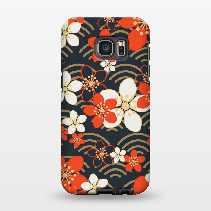 Galaxy S7 EDGE StrongFit white floral ethnic pattern 2  by MALLIKA