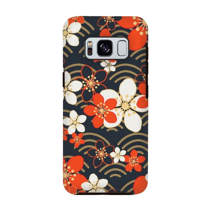 Galaxy S8 StrongFit white floral ethnic pattern 2  by MALLIKA