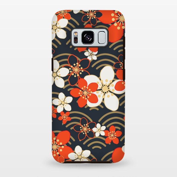 Galaxy S8 plus StrongFit white floral ethnic pattern 2  by MALLIKA