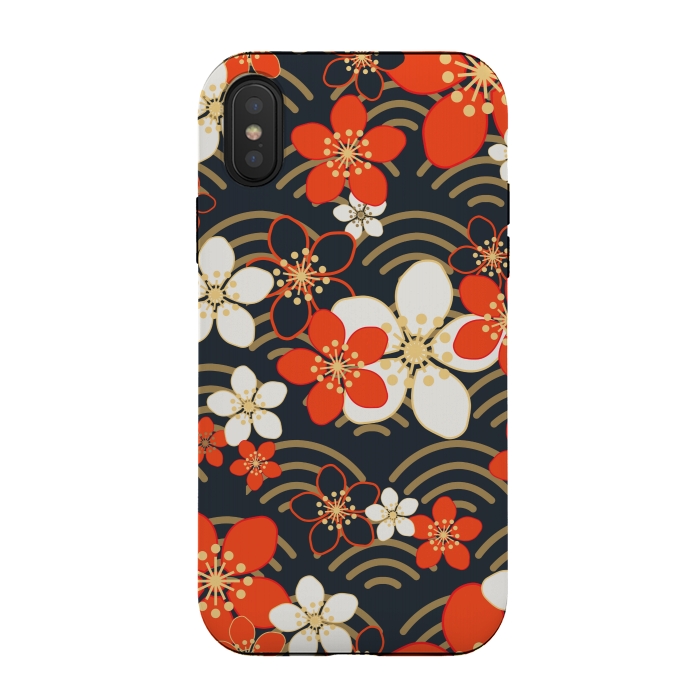 iPhone Xs / X StrongFit white floral ethnic pattern 2  by MALLIKA