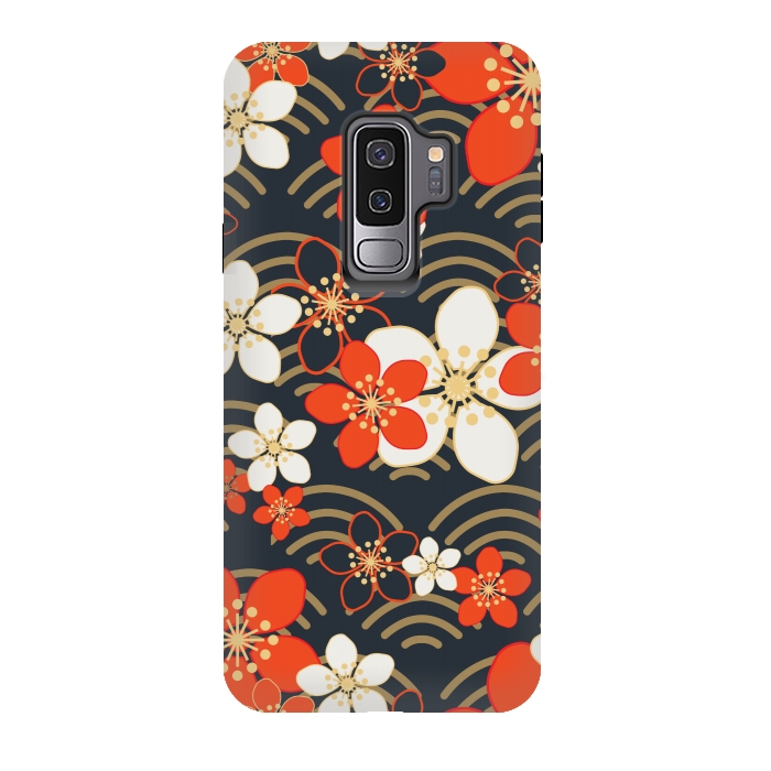 Galaxy S9 plus StrongFit white floral ethnic pattern 2  by MALLIKA