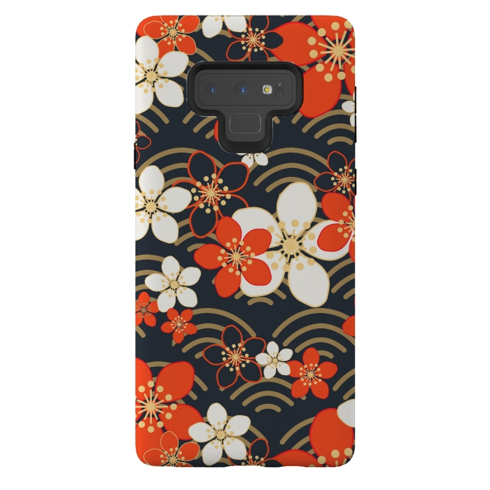 Galaxy Note 9 StrongFit white floral ethnic pattern 2  by MALLIKA