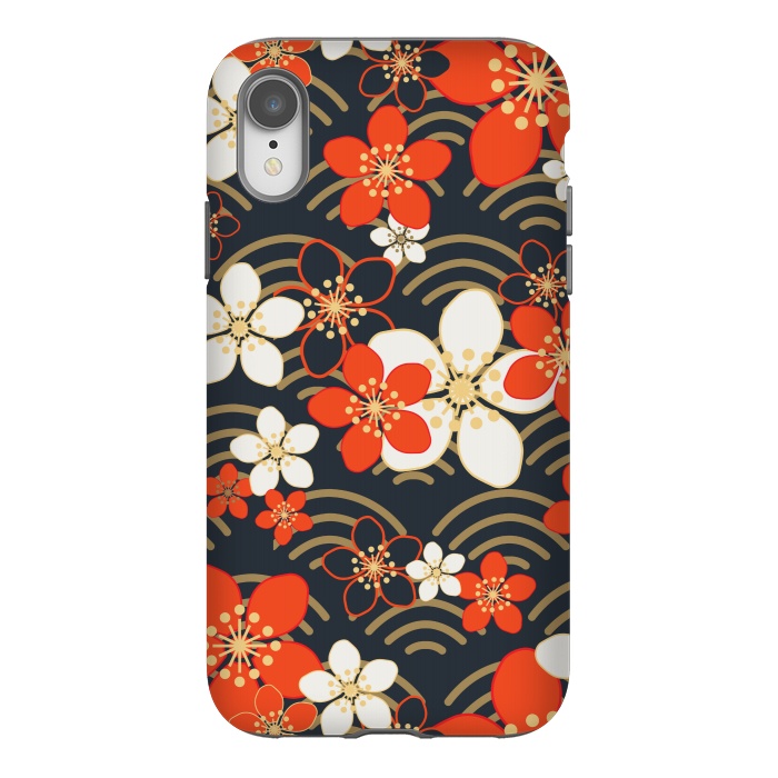 iPhone Xr StrongFit white floral ethnic pattern 2  by MALLIKA