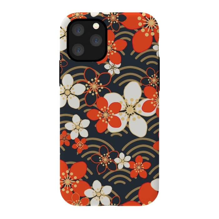 iPhone 11 Pro StrongFit white floral ethnic pattern 2  by MALLIKA