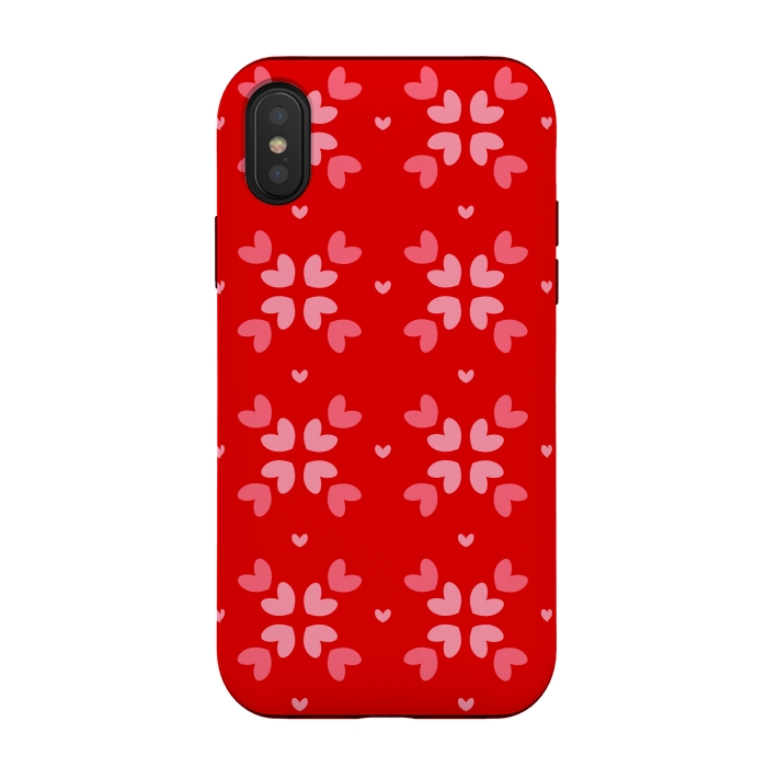 iPhone Xs / X StrongFit cute hearts red pattern by MALLIKA