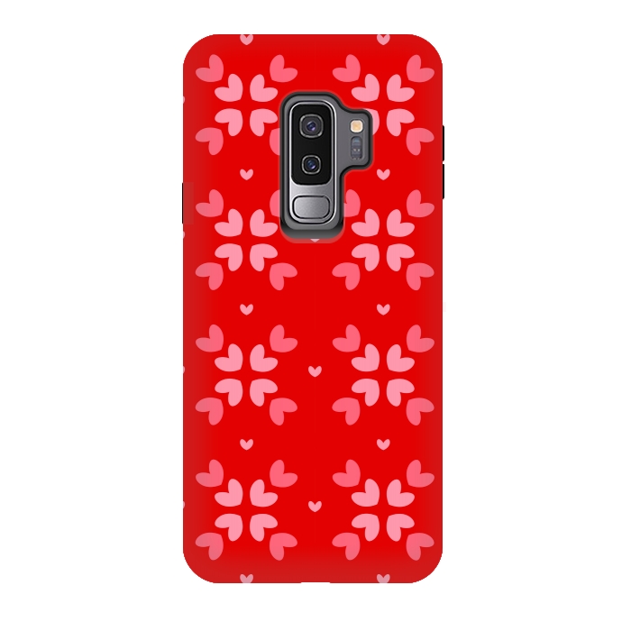 Galaxy S9 plus StrongFit cute hearts red pattern by MALLIKA