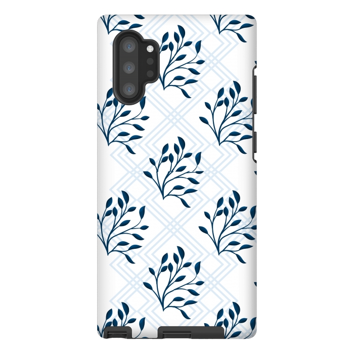 Galaxy Note 10 plus StrongFit checks leaf pattern blue by MALLIKA