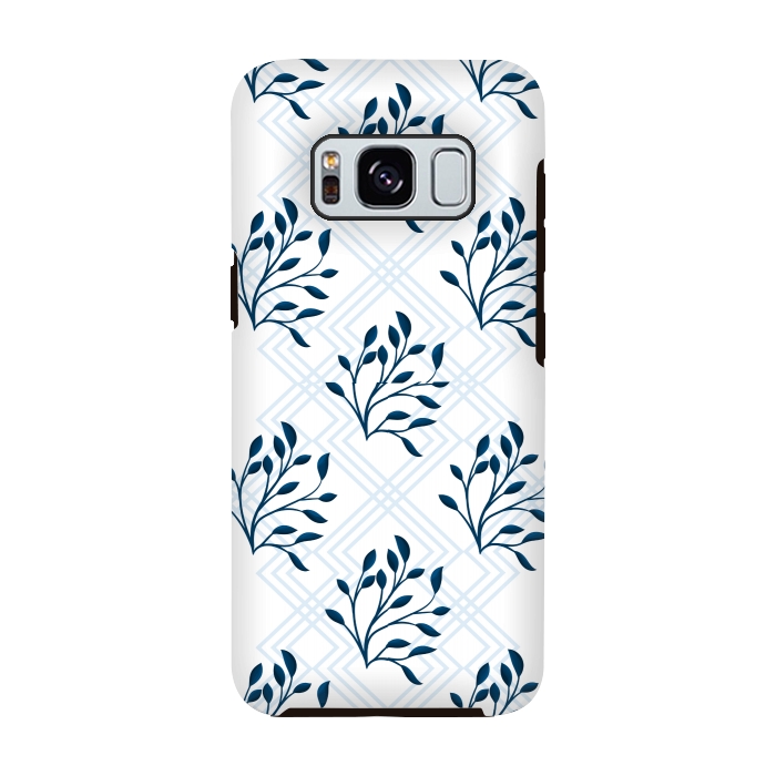 Galaxy S8 StrongFit checks leaf pattern blue by MALLIKA