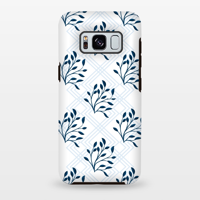 Galaxy S8 plus StrongFit checks leaf pattern blue by MALLIKA