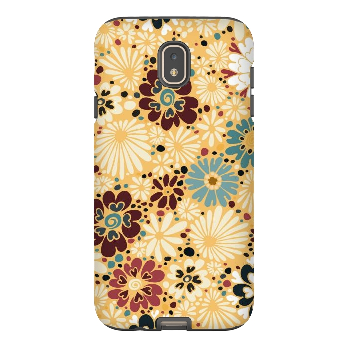 Galaxy J7 StrongFit 70s Valentine Flowers in Blue and Yellow by Paula Ohreen