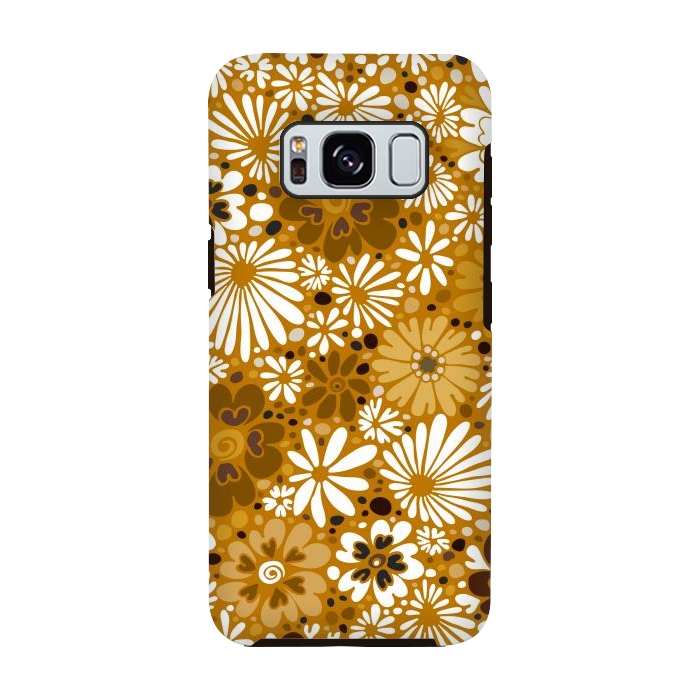 Galaxy S8 StrongFit 70s Valentine Flowers in Mustard and White by Paula Ohreen