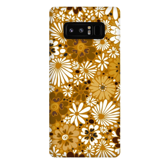 Galaxy Note 8 StrongFit 70s Valentine Flowers in Mustard and White by Paula Ohreen