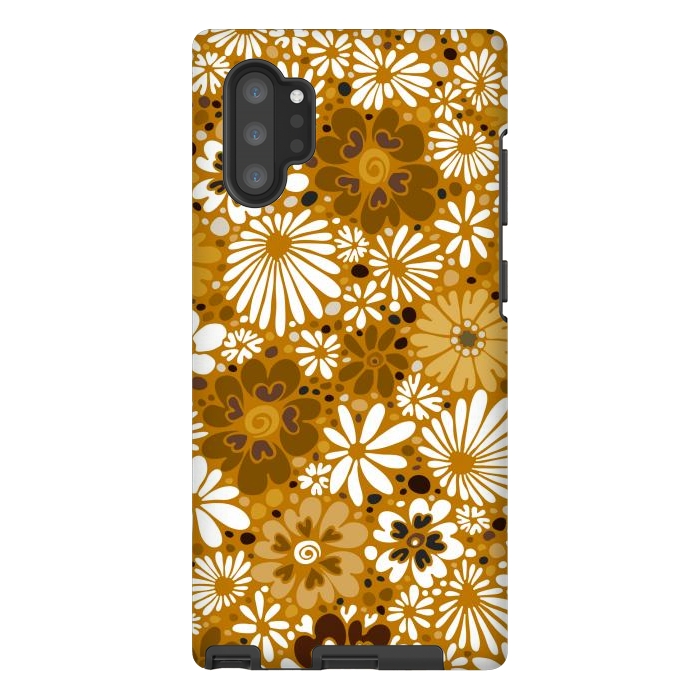 Galaxy Note 10 plus StrongFit 70s Valentine Flowers in Mustard and White by Paula Ohreen