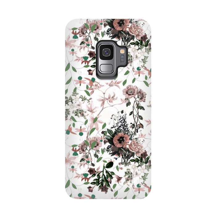 Galaxy S9 StrongFit Pastel pink wild flower meadow by Oana 