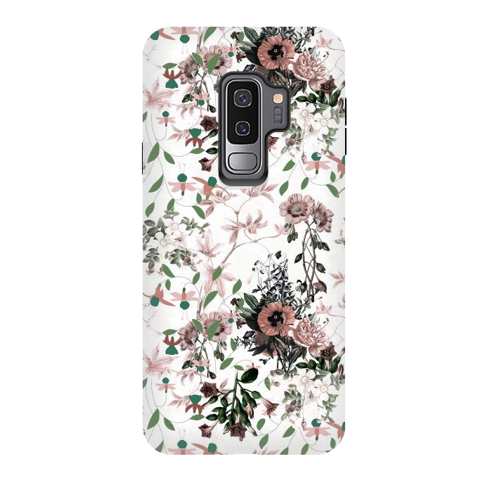 Galaxy S9 plus StrongFit Pastel pink wild flower meadow by Oana 