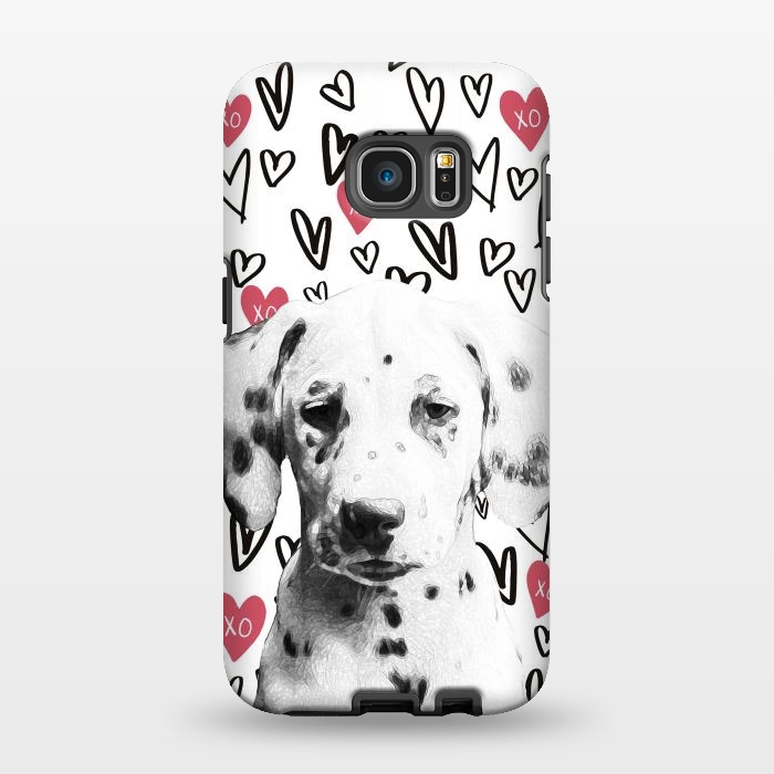 Galaxy S7 EDGE StrongFit Cute Dalmatian and hearts Valentine's day by Oana 