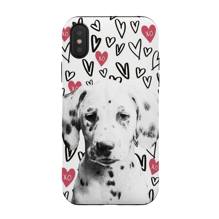 iPhone Xs / X StrongFit Cute Dalmatian and hearts Valentine's day by Oana 